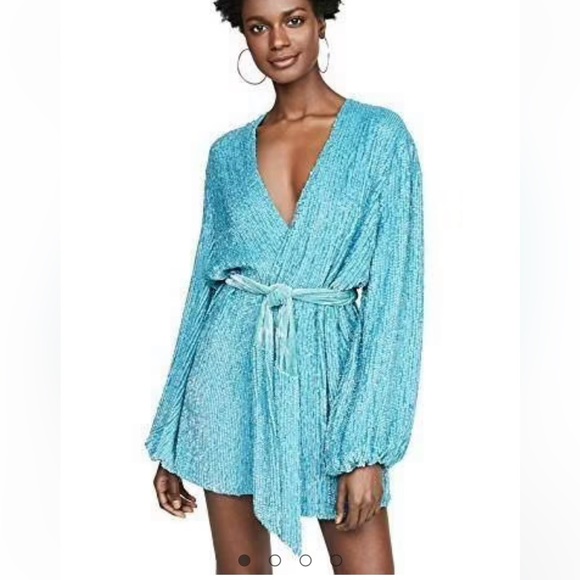 Retrofete Gabrielle 👗 Robe Wrap Dress 🩵 BLUE XS (rare color) stunning 🤩 - Picture 6 of 9